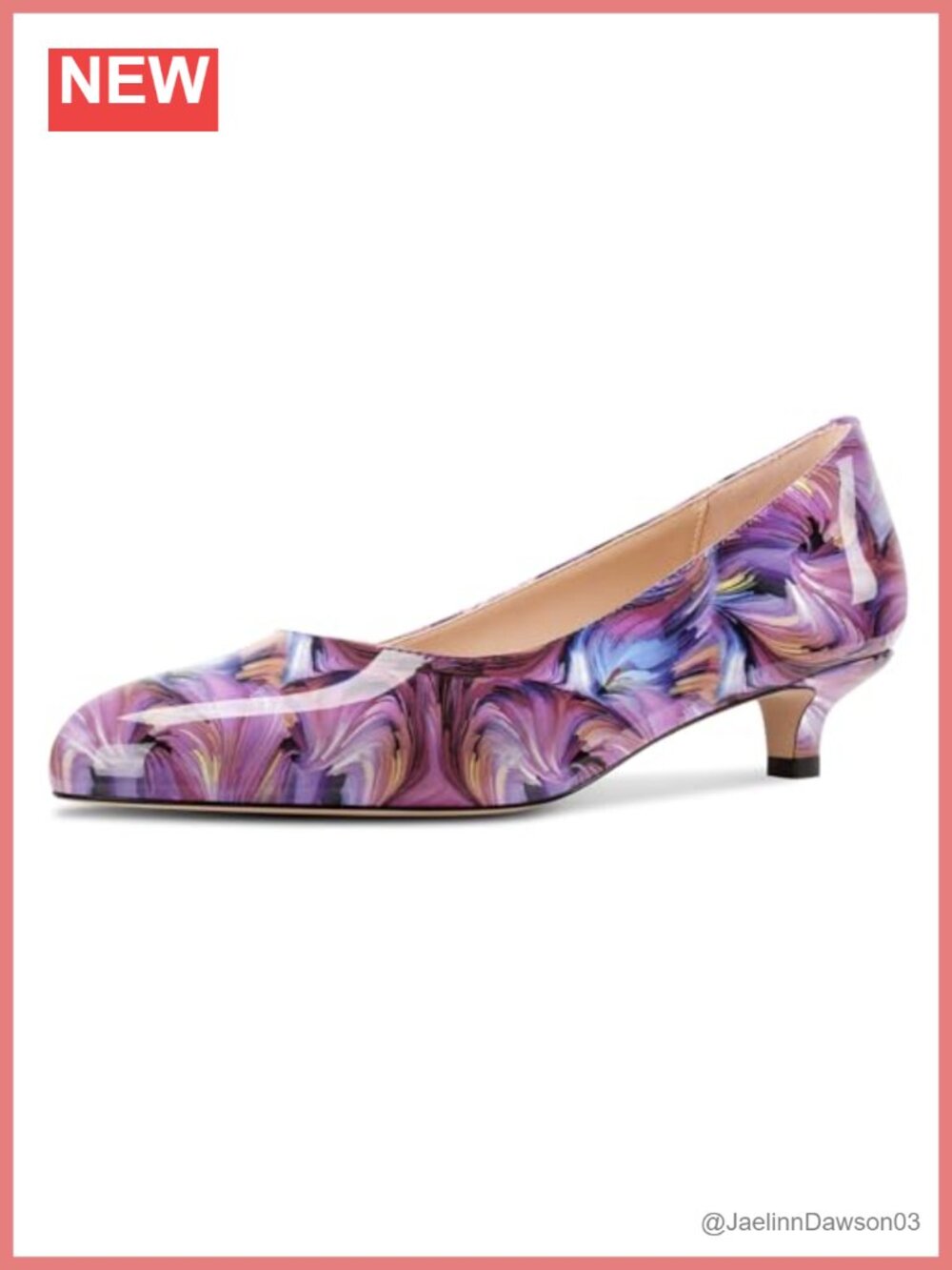 Women's Round Toe Kitten Heel Pumps Low Heel Office Dress Shoes Slip-On
